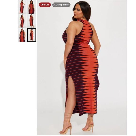 Fashion Nova Curve - More Than You Know Skirt Set - Rust/combo - Size 3X - Picture 4 of 8
